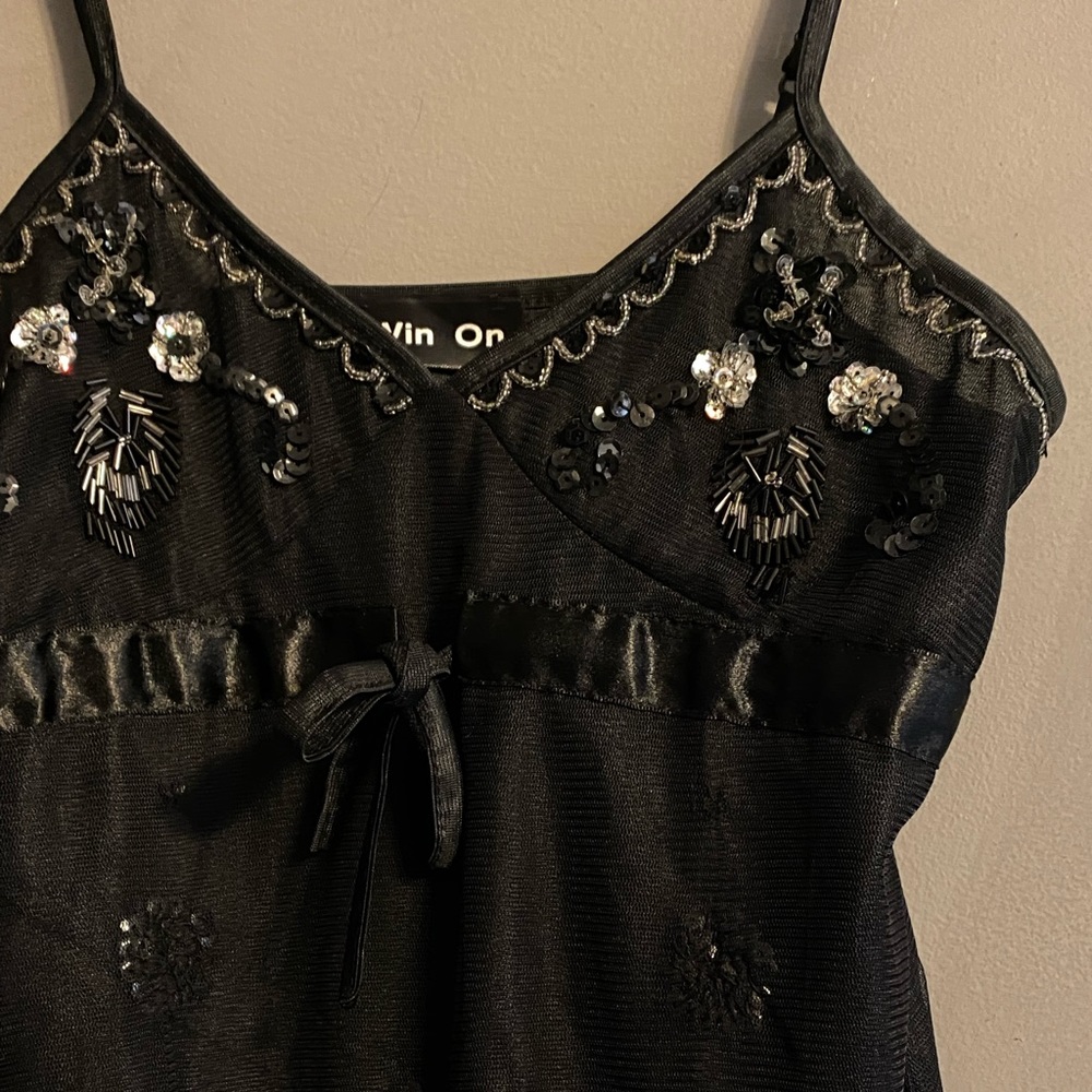 Dainty Embellished Black Sheer Tank